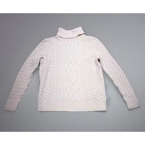 Croft & Barrow Women's Pink Cable Knit Turtleneck Fisherman Sweater - Size L